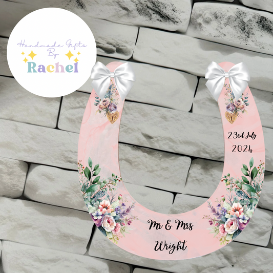 Personalised Wedding Horseshoe PINK