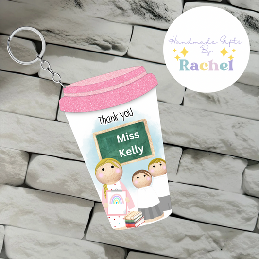 Teacher coffee cup style keyring